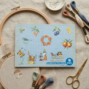 Vintage Scandinavian Cross Stitch Pattern Book | DMC Nordic Embroidery